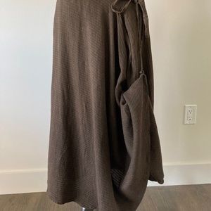 OSKA brown linen maxi skirt with "hitch" detail, quirky lagenlook style, Size 1